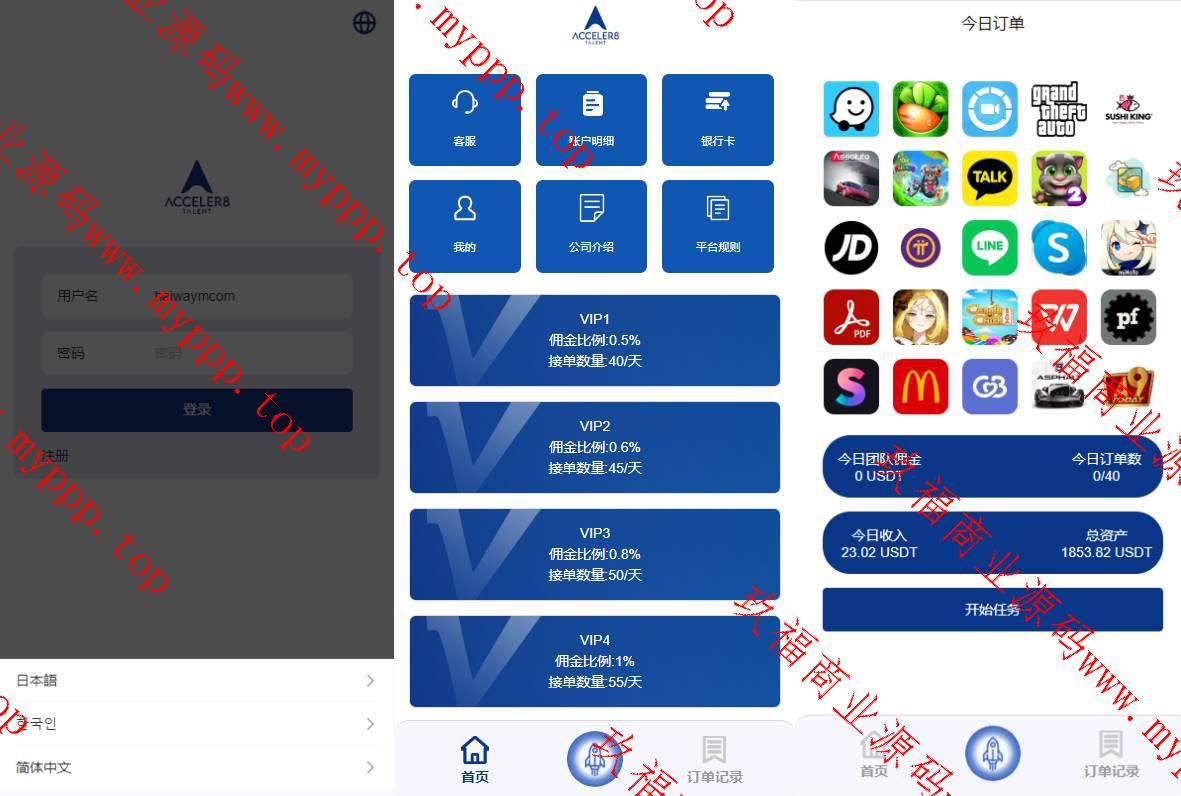 海外多语言APP软件游戏抢单系统/连单卡单/抢单刷单源码